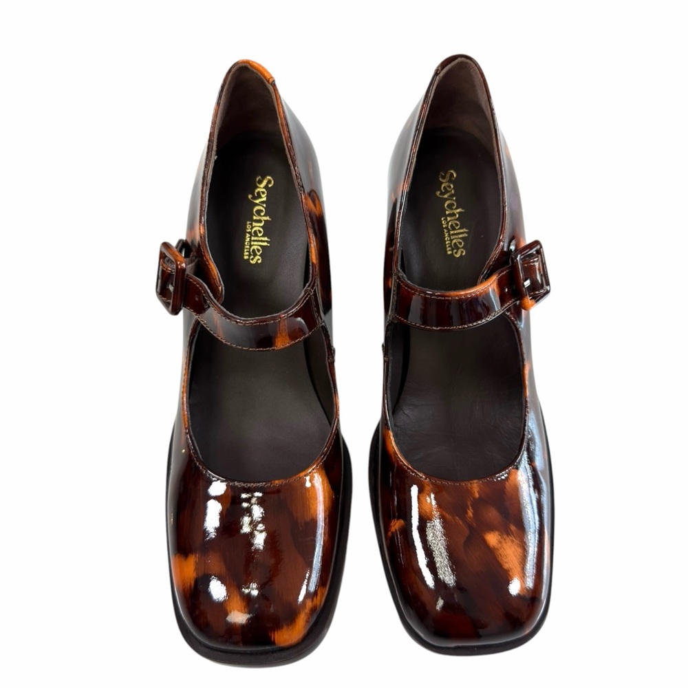 Seychelles Play Pretend Tortoise Brown Patent Mary Jane Pumps Size 8M - Picture 6 of 16